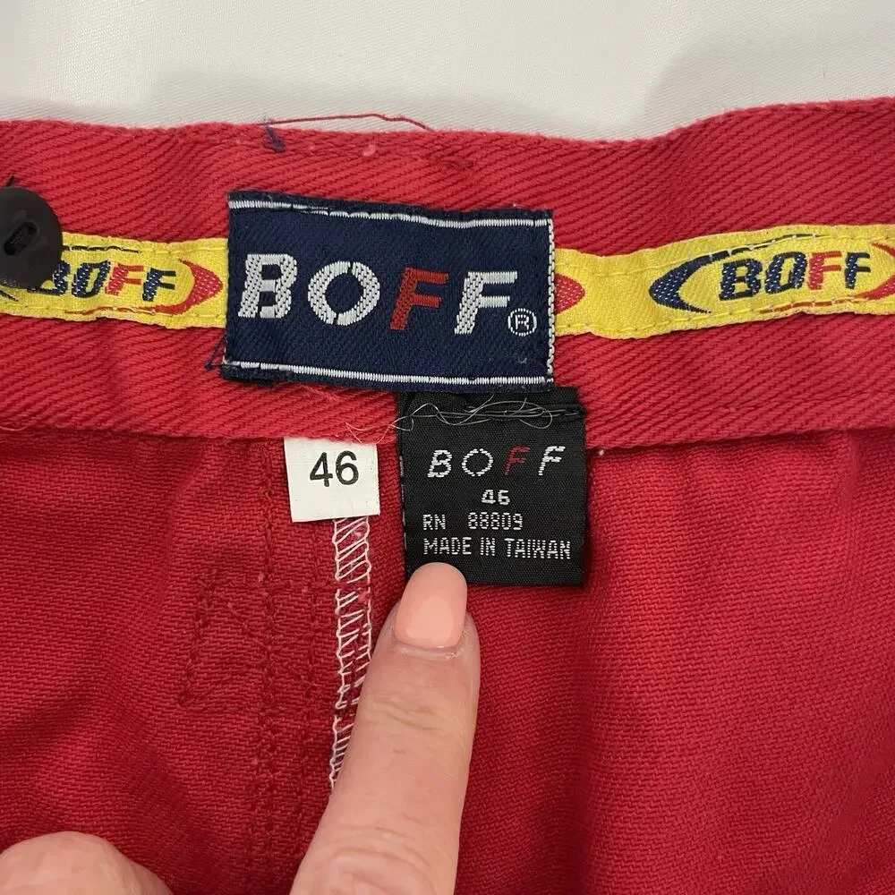 Vintage Boffean Red Denim Men's Baggy Hip-Hop 90s Shorts sz 46 (measures 42)